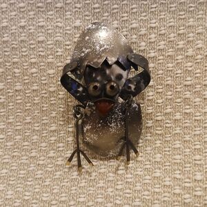 Vintage Chicken and Egg Brooch with Movable Arms